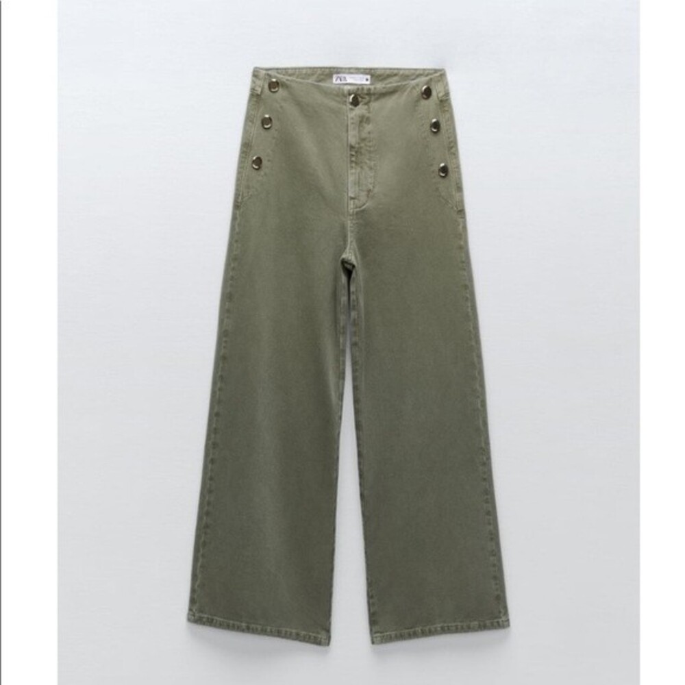 ZARA CROPPED WIDE LEG BUTTONED JEANS